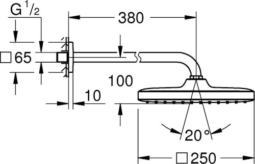 Верхний душ Grohe Tempesta 250 Cube 26682000 фото 4