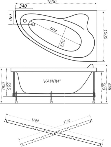 Акриловая ванна Triton Кайли Щ0000044609 150x100 L с каркасом фото 7