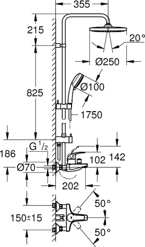 Душевая стойка Grohe Tempesta Cosmopolitan System 250 26674000 фото 4