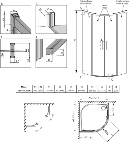 Душевой уголок Radaway Idea PDD 80х90 фото 6