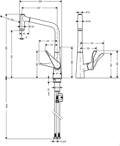 Смеситель Hansgrohe Metris 14820800 для кухонной мойки фото 3