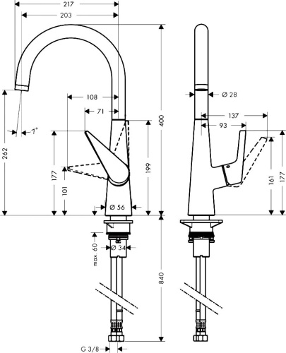 Смеситель Hansgrohe Talis M51 72810800 для кухонной мойки, сталь фото 2
