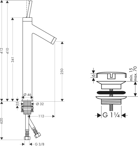Смеситель Axor Starck 10129800 для раковины, сталь фото 2