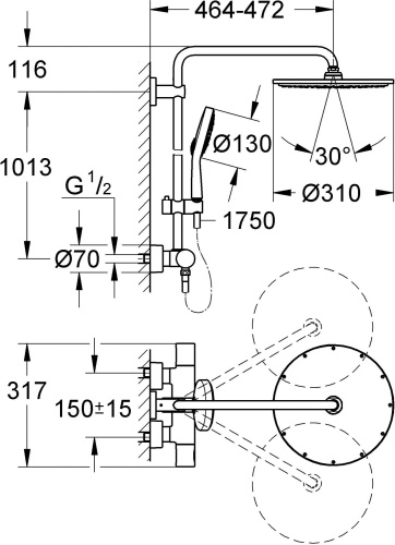 Душевая стойка Grohe Rainshower System 310 27968000 фото 3