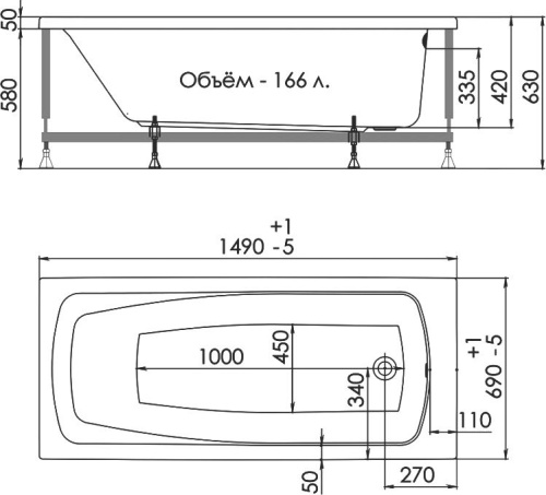 Акриловая ванна 1ACReal Стандарт Лондон 150x70 фото 9
