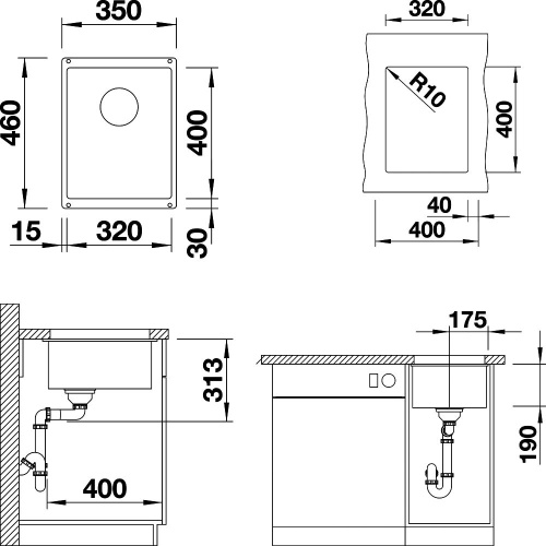 Мойка кухонная Blanco Subline 320-U алюметаллик фото 2