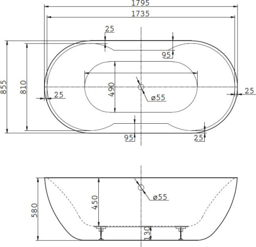 Акриловая ванна BelBagno BB28 180x85 фото 2