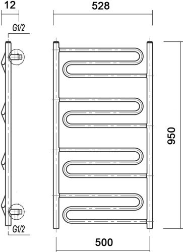 41 940 руб. Полотенцесушитель водяной Domoterm Офелия П12 50x95, античная бронза фото 4 Полотенцесушитель водяной Domoterm Офелия П12 50x95, античная бронза фото 4