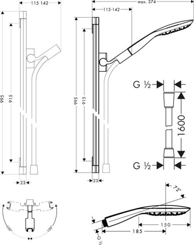 Душевой гарнитур Hansgrohe PuraVida 27853000 хром фото 7