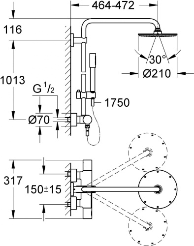 Душевая стойка Grohe Rainshower System 210 27032001 фото 13