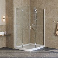 Душевой уголок Vegas Glass AFS-F Lux 120*110 01 01 R профиль белый, стекло прозрачное