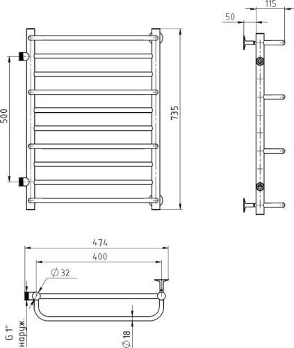 Полотенцесушитель водяной Тругор Блиц ПМ50 80x40 фото 2
