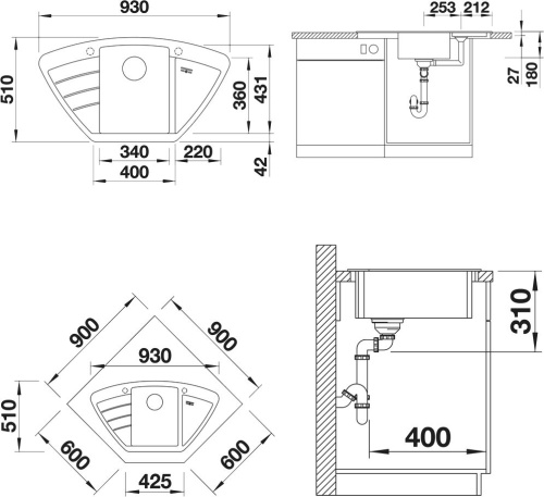 Мойка кухонная Blanco Zia 9 E кофе фото 2