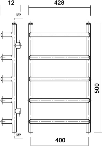 Полотенцесушитель водяной Domoterm Стефано П5 40x50, античная бронза фото 4