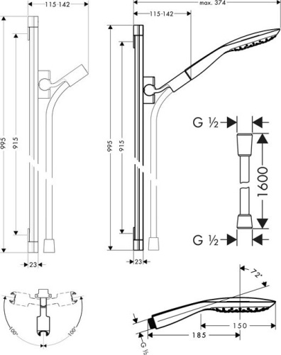 Душевой гарнитур Hansgrohe PuraVida 27853400 фото 5