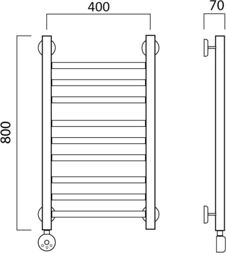Полотенцесушитель электрический Aquanerzh Прямой групповой L 80х40 фото 2