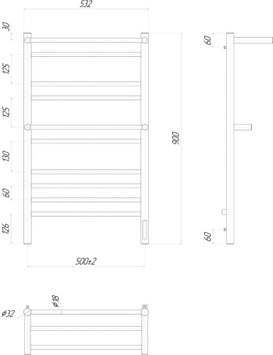 Полотенцесушитель электрический Lemark Pramen П10 50x90, хром фото 2