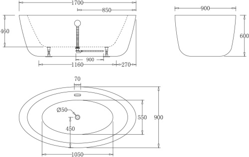Акриловая ванна BelBagno BB67-1700 170x90 фото 4