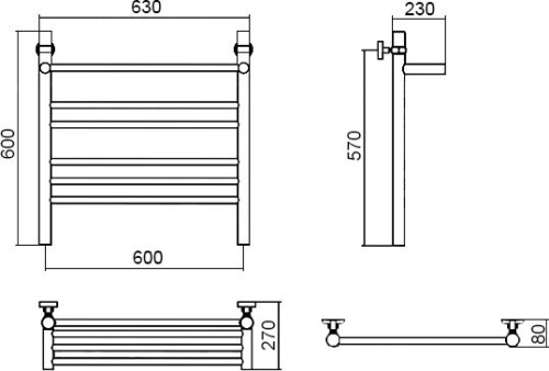 Полотенцесушитель водяной Aquanerzh Прямой групповой с полкой 60х60 фото 3