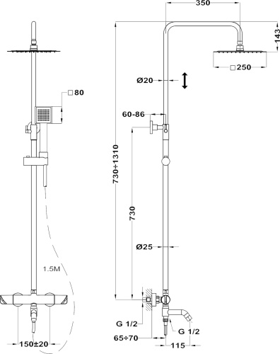 Душевая стойка TEKA Mallorca 321786200 Dual Contro фото 3
