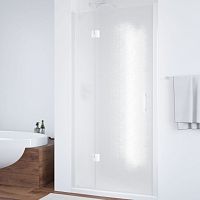 Душевая дверь в нишу Vegas Glass AFP 110 01 02 L вход 73 см, профиль белый, стекло шиншилла