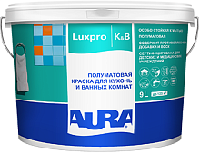 Краска AURA Luxpro Kitchen & Bathroom для кухонь и ванн полуматовая TR 9 л. - Купить в Москве по цене 5 519 руб. в интернет-магазине Kraski-Market Краска AURA Luxpro Kitchen & Bathroom для кухонь и ванн полуматовая TR 9 л.