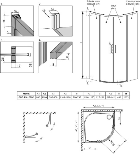 Душевой уголок Radaway Idea PDD 80х120 фото 6