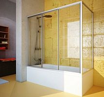 Шторка на ванну GuteWetter Practic Part GV-413A левая 173x90 см стекло бесцветное, профиль матовый хром