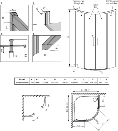 Душевой уголок Radaway Idea PDD 80х100 фото 6