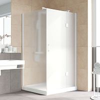 Душевой уголок Vegas Glass AFP-Fis Lux 120*100 01 10 R профиль белый, стекло сатин