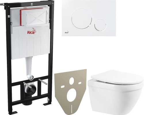 Комплект Унитаз подвесной BelBagno Cento-r BB509CH с крышкой + Система инсталляции AlcaPlast Sadromodul AM101/1120-001 + Кнопка смыва AlcaPlast THIN M670 белый + Шумоизоляционная панель фото 5