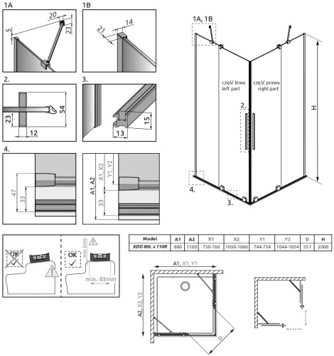 Душевой уголок Radaway Furo KDD 80х110 фото 8