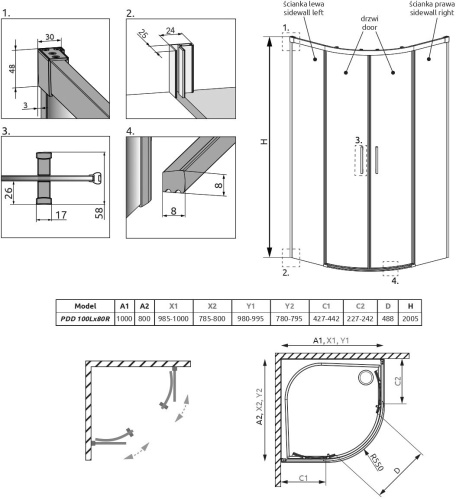 Душевой уголок Radaway Idea PDD 100х80 фото 6