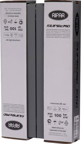 Радиатор биметаллический Rifar SUPReMO 500 4 секции, титан фото 2