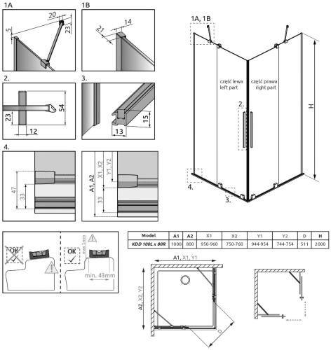 Душевой уголок Radaway Furo KDD 100х80 фото 8